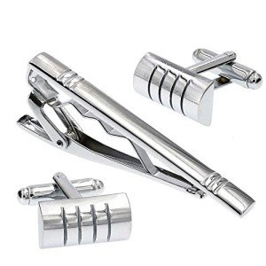 Classic Men's Cufflinks and Tie Clip Set