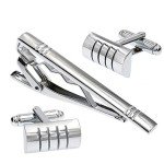 Classic Men's Cufflinks and Tie Clip Set