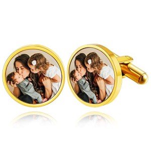 Personalized Photo Cufflinks for Men - Gold
