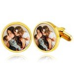Personalized Photo Cufflinks for Men - Gold