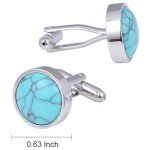 Natural Turquoise Stone Cufflinks for Men