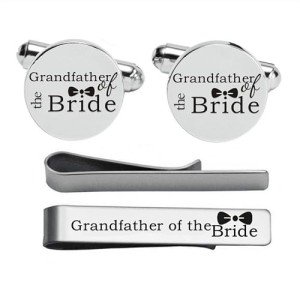 Personalized Cufflinks and Tie Clip Set for Men