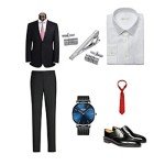 Classic Men's Cufflinks and Tie Clip Set
