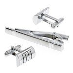 Classic Men's Cufflinks and Tie Clip Set
