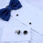 Stylish Black Enamel Crystal Cuff Links and Studs