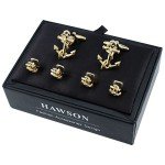 HAWSON Silver/Gold Cufflinks and Shirt Studs Set