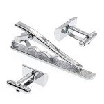 Classic Men's Cufflinks and Tie Clip Set