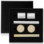 Men's Gold Cufflink and Tie Clip Set