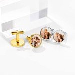 Personalized Photo Cufflinks for Men - Gold