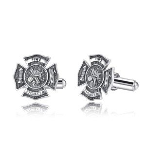 Sterling Silver Firefighter Cufflinks for Men