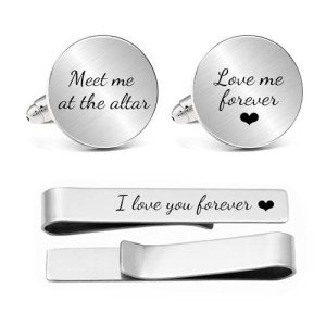Personalized Cufflinks & Tie Clip Set for Men