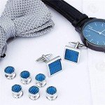 Men's Carbon Fiber Cufflinks and Tuxedo Studs Set
