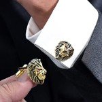Vintage Lion Head Cufflinks for Men in Gift Box