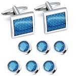 Men's Carbon Fiber Cufflinks and Tuxedo Studs Set