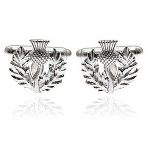 Scottish Thistle Sterling Silver Cufflinks for Men