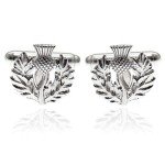 Scottish Thistle Sterling Silver Cufflinks for Men