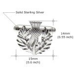 Scottish Thistle Sterling Silver Cufflinks for Men