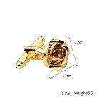 Gold Stainless Steel Flower Cufflinks for Men