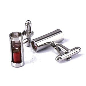 Red Silver Men's Hourglass Cufflinks Gift Set