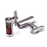 Red Silver Men's Hourglass Cufflinks Gift Set