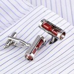 Red Silver Men's Hourglass Cufflinks Gift Set