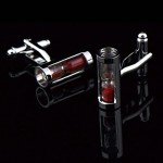 Red Silver Men's Hourglass Cufflinks Gift Set