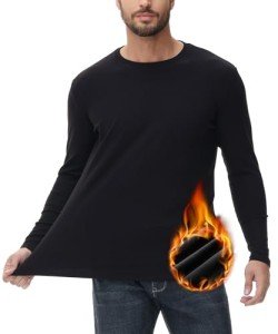 Men's Thermal Long Sleeve Base Layer Shirt - Black