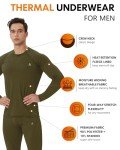 Men's Fleece Lined Thermal Underwear Set - Army Green