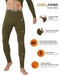 Men's Fleece Lined Thermal Underwear Set - Army Green