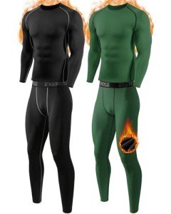 Men's Fleece Lined Thermal Underwear Set - 1,2 Pack