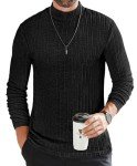 Men's Fleece Knit Mock Turtleneck Pullover Sweater