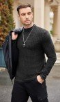 Men's Fleece Knit Mock Turtleneck Pullover Sweater