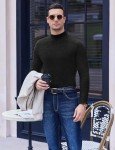 Men's Fleece Knit Mock Turtleneck Pullover Sweater