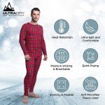 Men's Fleece Lined Thermal Underwear Set - Red Plaid