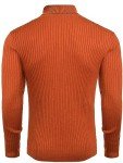Amussiar Men's Orange Ribbed Turtleneck Pullover