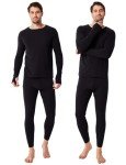 Men's Fleece Lined Thermal Underwear Set - Black XL