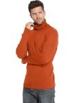 Amussiar Men's Orange Ribbed Turtleneck Pullover