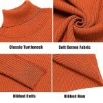 Amussiar Men's Orange Ribbed Turtleneck Pullover