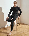 LAPASA Men's Fleece Thermal Underwear Set - Black