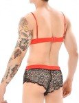 Floral Lace Bra and Stockings Set for Men