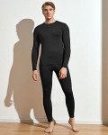 LAPASA Men's Fleece Thermal Underwear Set - Black