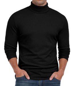 Men's Long Sleeve Turtleneck Thermal Pullover - Black