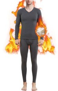 Men's Fleece-Lined Thermal Underwear Set - Dark Gray