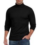 Men's Long Sleeve Turtleneck Thermal Pullover - Black