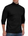 Men's Long Sleeve Turtleneck Thermal Pullover - Black