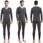 Men's Fleece-Lined Thermal Underwear Set - Dark Gray