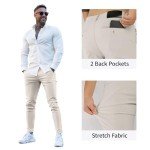 Slim Fit Stretch Plaid Dress Pants for Men