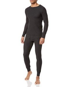 Men's Black Recycled Waffle Thermal Underwear Set