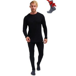 Men's Merino Wool Thermal Baselayer Set in Black