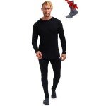 Men's Merino Wool Thermal Baselayer Set in Black